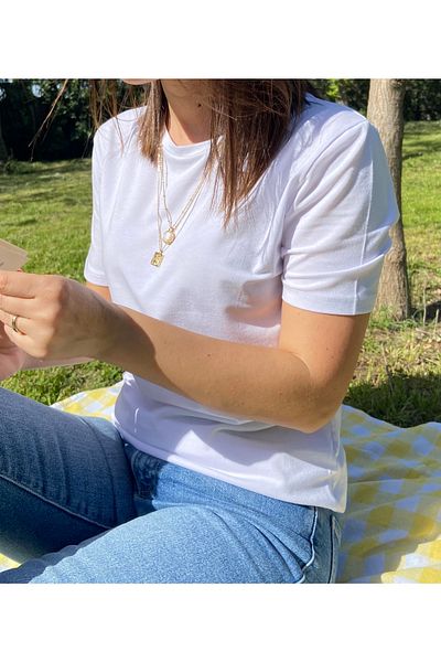 Elegant Design Cotton/modal Basic T-shirt White