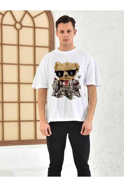 NewCabin Ανδρικό μπλουζάκι Digital Richie Rich Oversize με λευκό εμπριμέ
