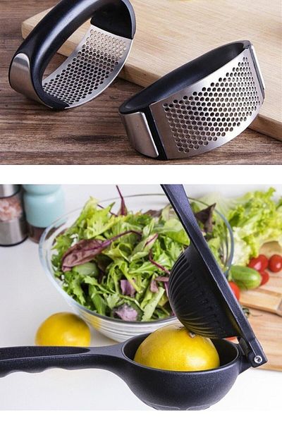 AYLA STAND Cast Citrus Lemon Squeezer and Garlic Masher Set of 2