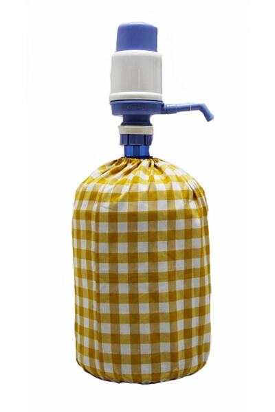 Çizgikare Mustard Yellow Checkered Bottle Case