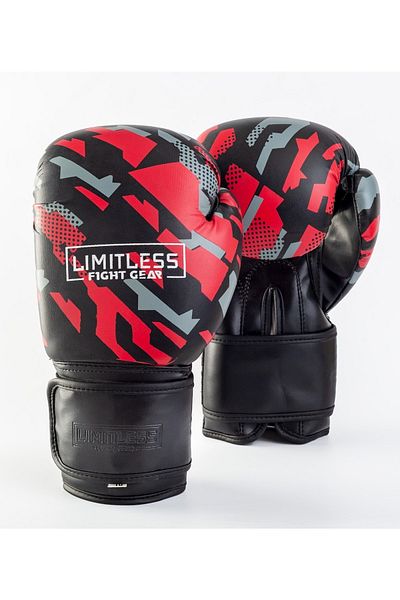 Limitless Camo Red Pu Boxing Gloves