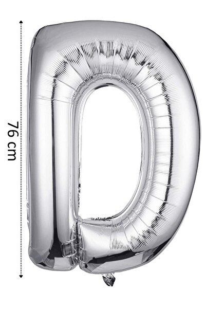 SURPRISE PARTY STORE D Harf Balon Gümüş Renk Folyo Balon 76 cm 34 inç Helyum ...