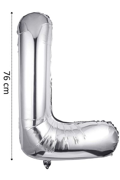 Yogi parti Letter L Silver Gray Foil Balloon 34”76 cm Helium compatible Flying balloon