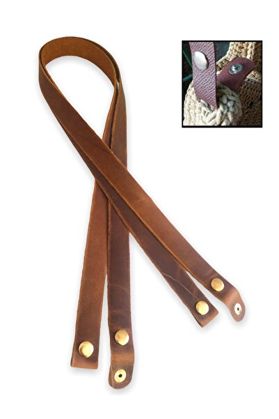 alfa tasarım atölyesi Hakiki Deri Çıtçıtlı Çanta Askısı (çift 75 Cm) - Crazy Cat