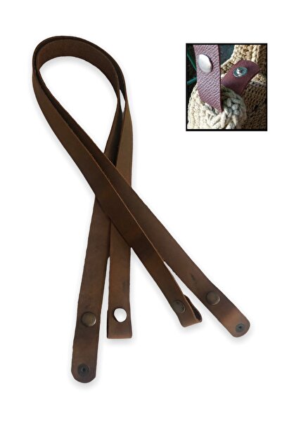 alfa tasarım atölyesi Hakiki Deri Çıtçıtlı Çanta Askısı (çift 75 Cm) - Crazy Taba