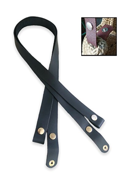 alfa tasarım atölyesi Hakiki Deri Çıtçıtlı Çanta Askısı (çift 75 Cm) - Lacivert