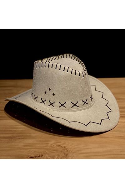 İşnar Moda Adult Nubuck Cowboy Hat with Lace