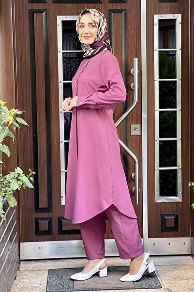 SGS Σετ με ριγέ διπλό κοστούμι Dusty Rose Fashion - με κουμπιά