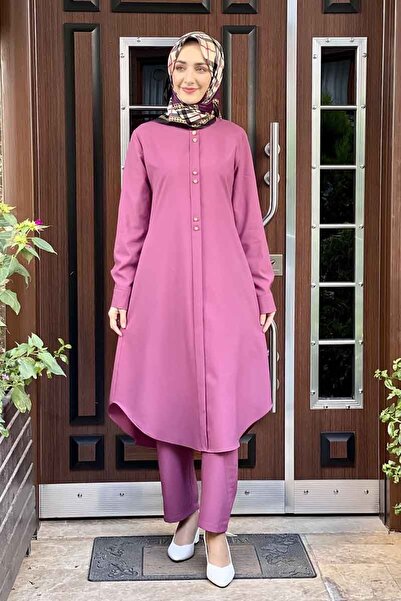 SGS Σετ με ριγέ διπλό κοστούμι Dusty Rose Fashion - με κουμπιά