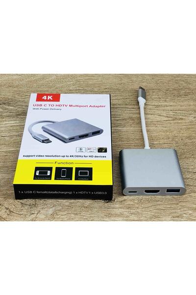 Axe Tools 3 In 1 Type C Hdmı Usb Çevirici Apple Macbook I-pad I-phone Huawei Mate Matebook Chromemate Samsung