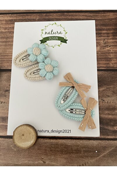 NATURA DESİGN Set de 4 catarame cu cataramă din tricot margaretă și fundă