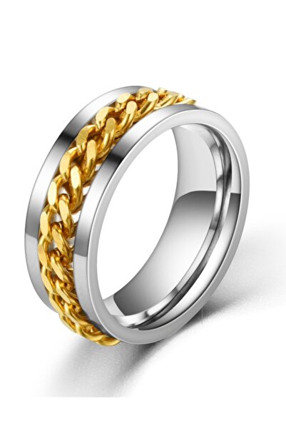 Modaadresiniz سلسلة تيتانيوم من الستانلس ستيل مع مركز قابل للدوران للرجال والنساء، حلقة مضادة للتوتر