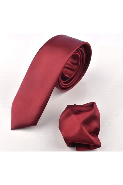 By Greda 2022 ربطة عنق سادة من الساتان باللون العنابي