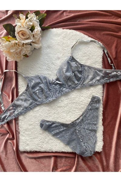 aryam butik Δαντελένιο Σετ Γυναικείο Σουτιέν με Underwire