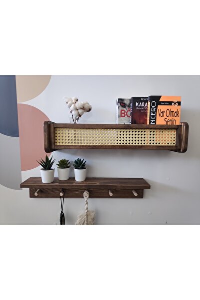 glb decor wood hand made Ceviz Hazeranlı Ahşap Raf & Ahşap Askılı Raf Ikili R...