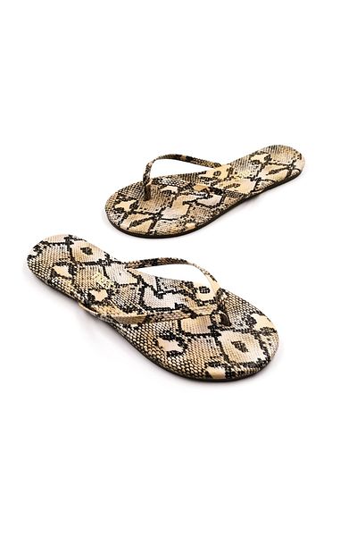 Tkees Women's Heelless Beige Snake Flip Flops