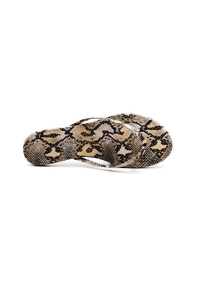 Tkees Women's Heelless Beige Snake Flip Flops