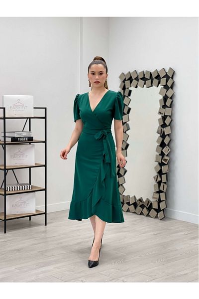 giyimmasalı Μίντι Φόρεμα Crep Fabric - Emerald Green