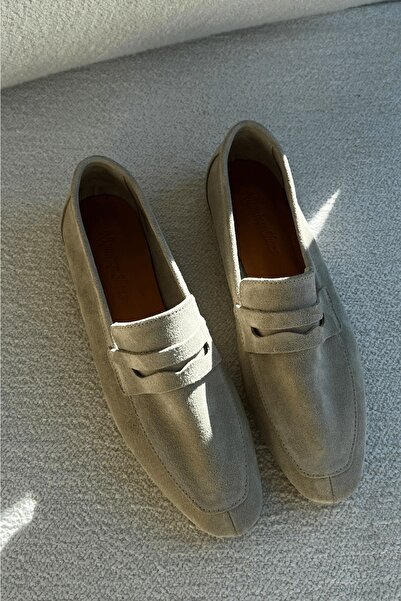 shopcolic 1003 Hakiki Deri Süet Günlük Kadın Loafer Babet