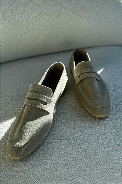 shopcolic 1003 Hakiki Deri Süet Günlük Kadın Loafer Babet