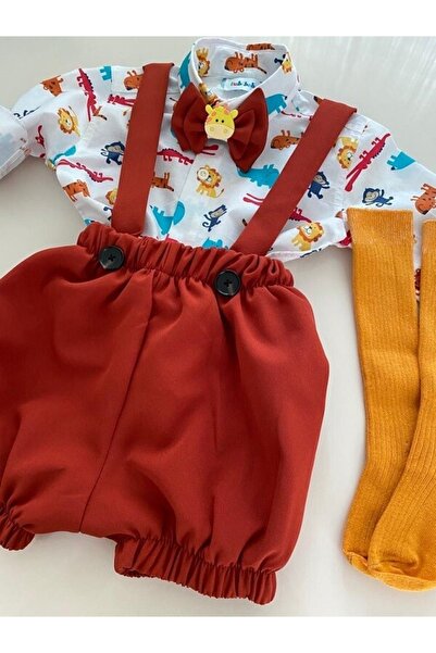 tubibebe Shirt Excluded.tile Safari Salopet Suit (SALOPET BOW TIE AND SOCKS - SHIRT EXCLUDED.)