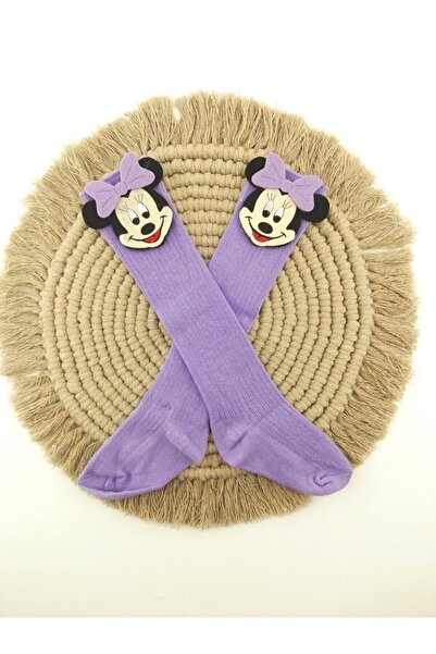 ESES BEBE Minnie Mouse Figured Felt Decorated Baby Girl Knee-Cuff Socks 0-3 Y...