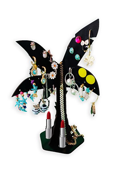 GEEG Cadou Black Palm Organizator de bijuterii și accesorii Cercei Colier Umeraș Organizator de ruj Arborele de bijuterii