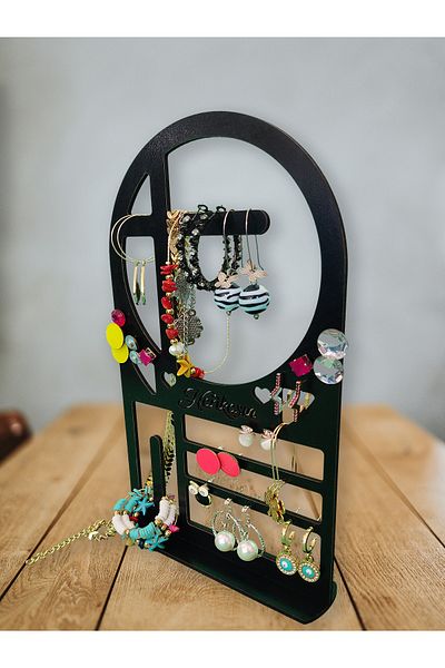 GEEG Gift Black Jewelry and Accessory Organizer Earring Necklace Hanger Organizer Jewelry Organizer