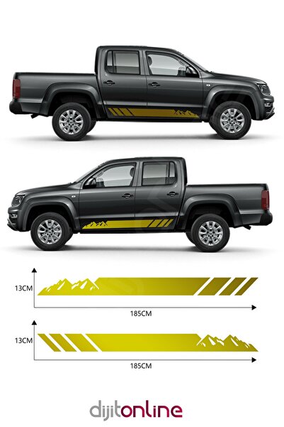 Dijitonline 2 Adet Pickup Dağ Yan Kapı Şerit Sticker - Marşpiyel Şerit Sticke...