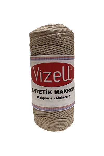Vizell Polyester Makrome Ipi Supla Ipi Çanta Ipi Bileklik Ipi Polyester Makrome Ip250 gr 4no 2mm Açık Bej
