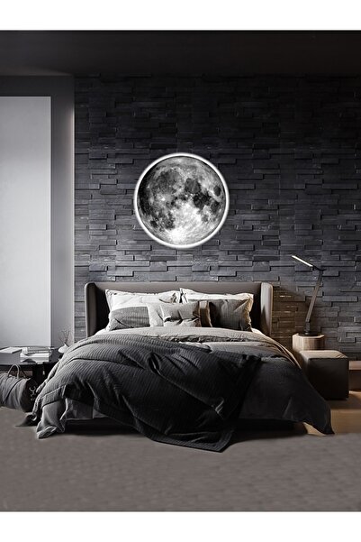 Gökyüzü Panel Moon Led Aplik 30cm Çap 25watt Led, Ay Led Duvar Lambası, Uv Baskı Modern Led Aplik