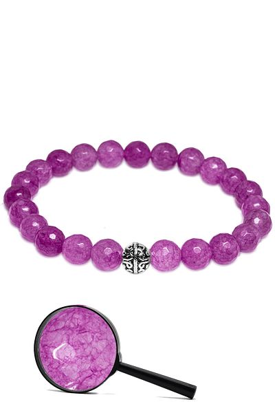 Tesbih Atölyesi Certified Silver Faceted Natural Strawberry Quartz Stone Bracelet