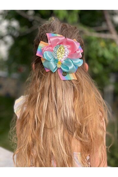 QUEEN AKSESUAR Luxury Colorful Rainbow Glitter Balloon Bow Adult Children's Buckle Metal Clip Buckle