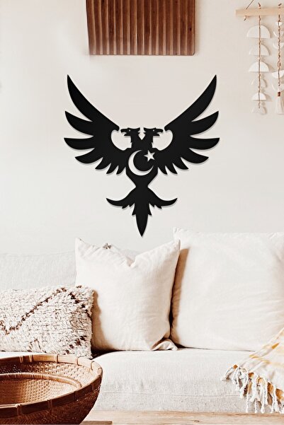 AHWALL Tablou decorativ din lemn cu tematică vultur cu două capete și stea lunii