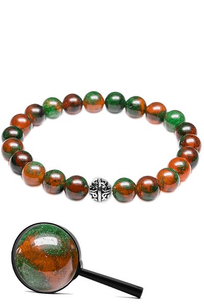 Tesbih Atölyesi Natural Moss Agate Stone Bracelet - Silver Apparatus and Certified