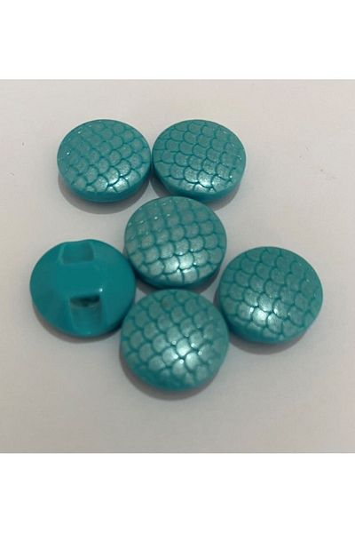 Öztürk Turquoise Honeycomb Patterned Polyester Baby Button - 1.5cm, Pack of 6