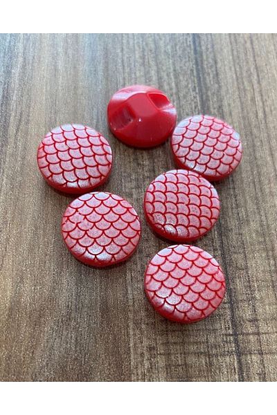 Öztürk Red Honeycomb Pattern Polyester Baby Button - 1.5cm, Pack of 6
