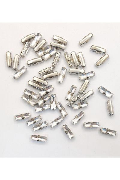 yiğit aksesuar 5x15 (1,5 cm) Θήκη Γυάλινη Πέτρα Μπαγκέτα Μοντέλο Λευκό 5 Τεμάχια