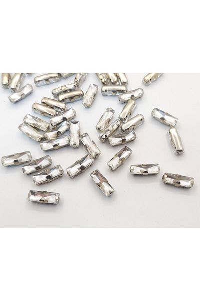 yiğit aksesuar 5x15 (1,5 cm) Θήκη Γυάλινη Πέτρα Μπαγκέτα Μοντέλο Λευκό 5 Τεμάχια