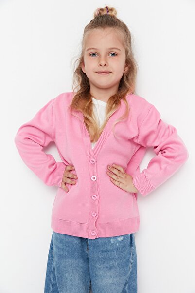 TRENDYOLKIDS Pink Girl's Knitwear Cardigan TKDAW23HI00022