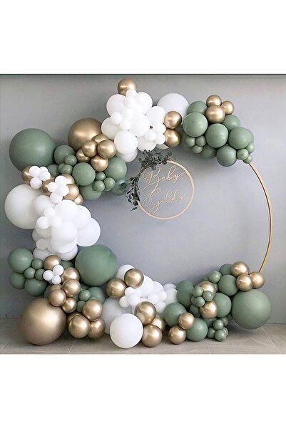 Öztürkpartievi سلسلة بالونات من الكروم باللون الأخضر المريمية مكونة من 100 قطعة