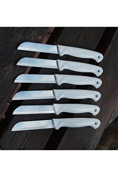 Solingen Orjinal Meyve Sebze Bıçağı Sapı Delikli Simli 6 Adet Tırtıklı