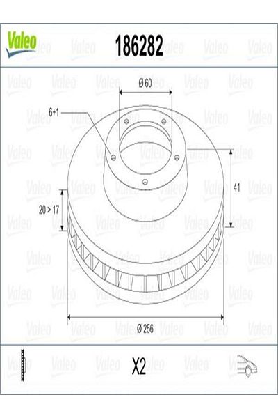 VALEO 186282 قرص الفرامل عشرة تهوية (أوبل: Vectra A 1.6i569010569055 (WF298915) (السعر لقطعتين)