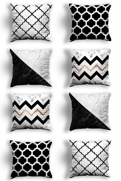 Skhome Husă de pernă decorativă din 8 piese, imprimată pe două fețe, cu design special (8LİKOM04)
