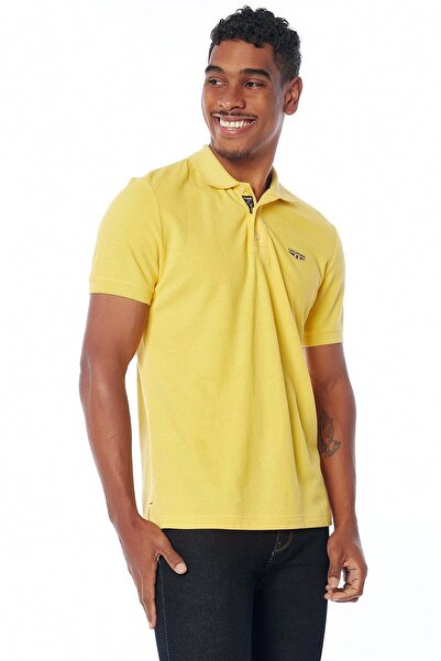 Galvanni Men's Yellow Polo T-shirt - Logo Detailed