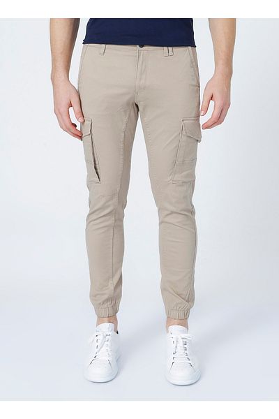 Jack & Jones 12193754 _jpstpaul Jjflake Akm 542 Mid Waist Regular Fit Straight Cream Herren-Cargohose