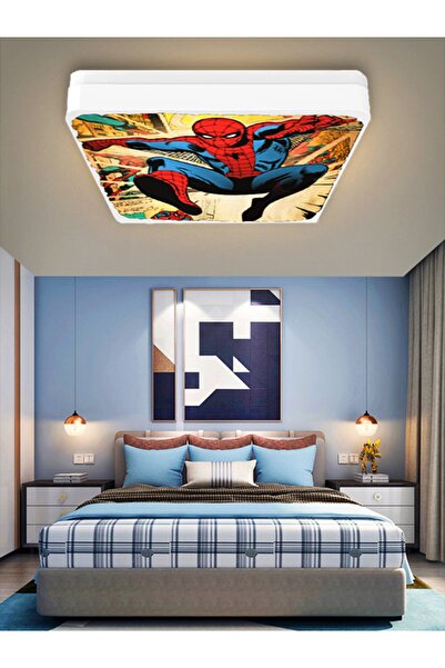 Gökyüzü Panel Spiderman-led Avize-25watt-30cm X 30cm, Çocuk Odası Avize, Avize Modelleri, Örümcek Adam Led Avize