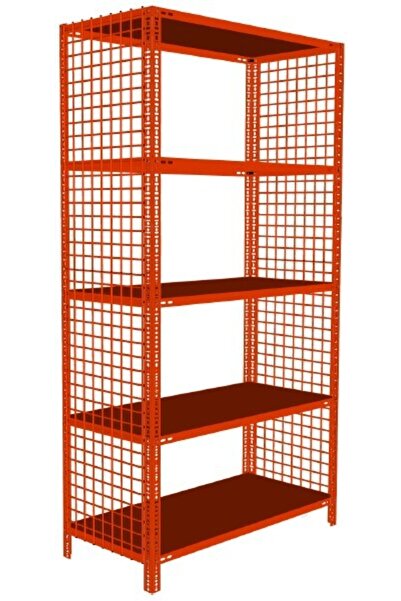 RafBurada ® 5 Katlı Renkli Tel Kafes Çelik Raf. Dekoratif Raf 43x93-turuncu-2...