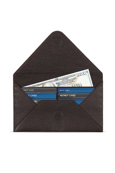 OttoAngelino Otto Angelino Genuine Leather Ultra Thin Rfid Magnetic Protected Letter Wallet - Brown