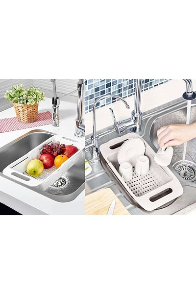 EbruliHomeArt Fruit Vegetable Washable Adjustable Plastic Sink Strainer - Sink